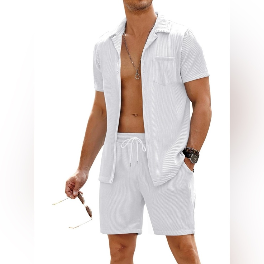 Amazon Men's Casual Button Down Shirt - White